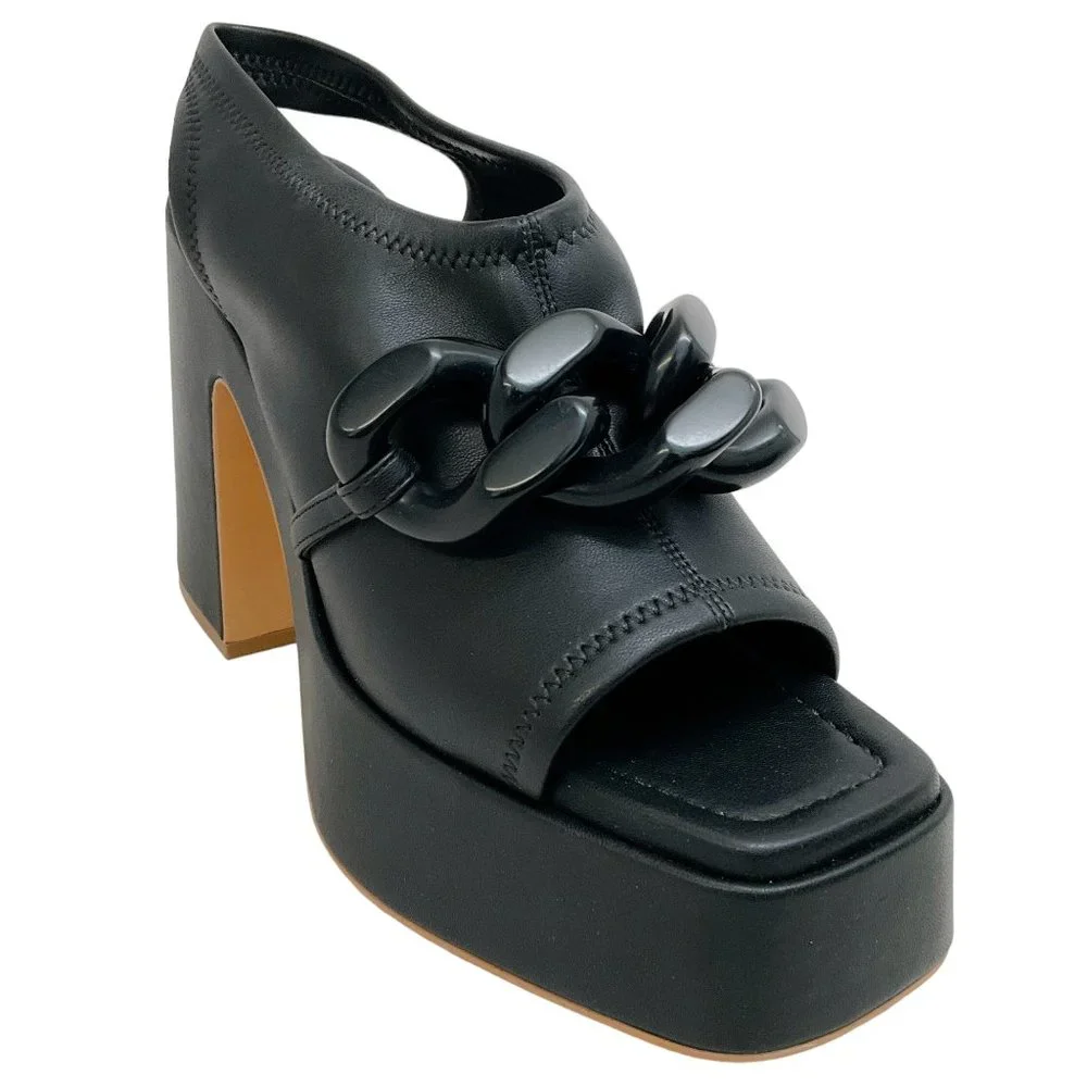 Stella McCartney Black Skyla Stretch Platform Sandals - Picture 1 of 7